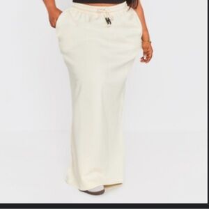 Cream Maxi Skirt with Drawstring Waist
